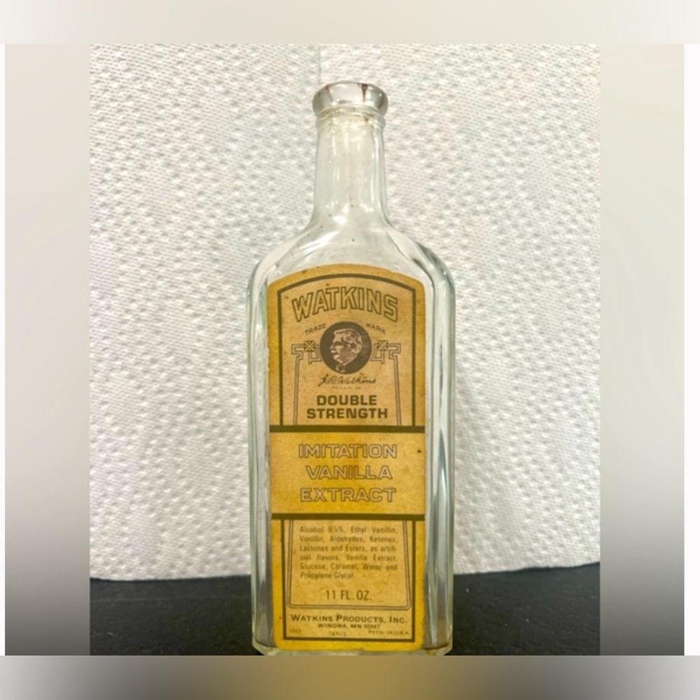 Vintage Watkins Double Strength Vanilla Extract 11oz USA Bottle Cork Top